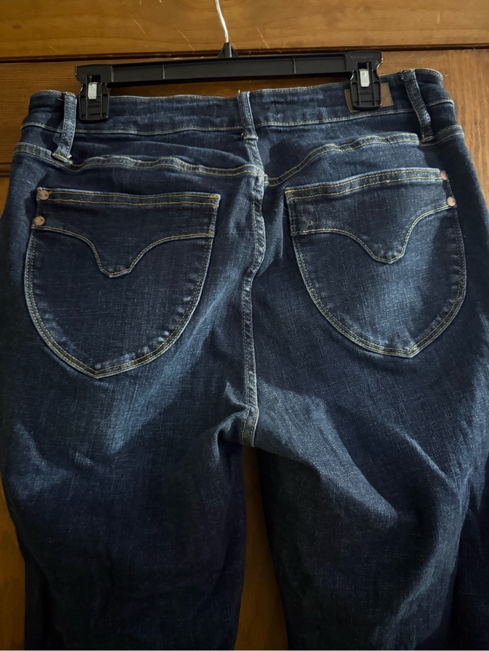 Judy Blue Dark Indigo Jeans with Contrast Gold Stitching - Picture 5 of 9